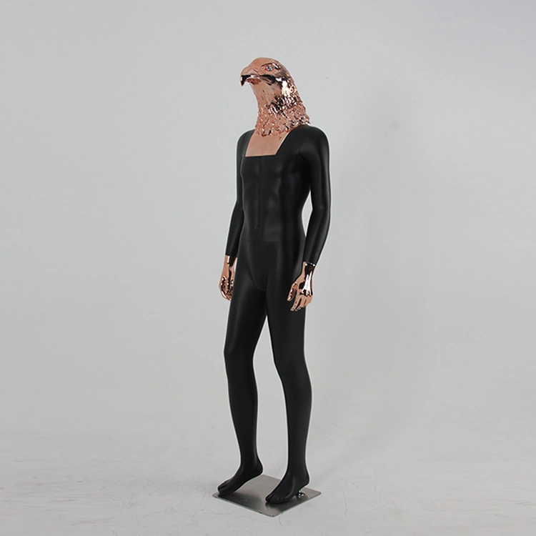 Factory Supplier Fiberglass Full Body Male Mannequins Head Animal Eagle Standing Black Mannequin