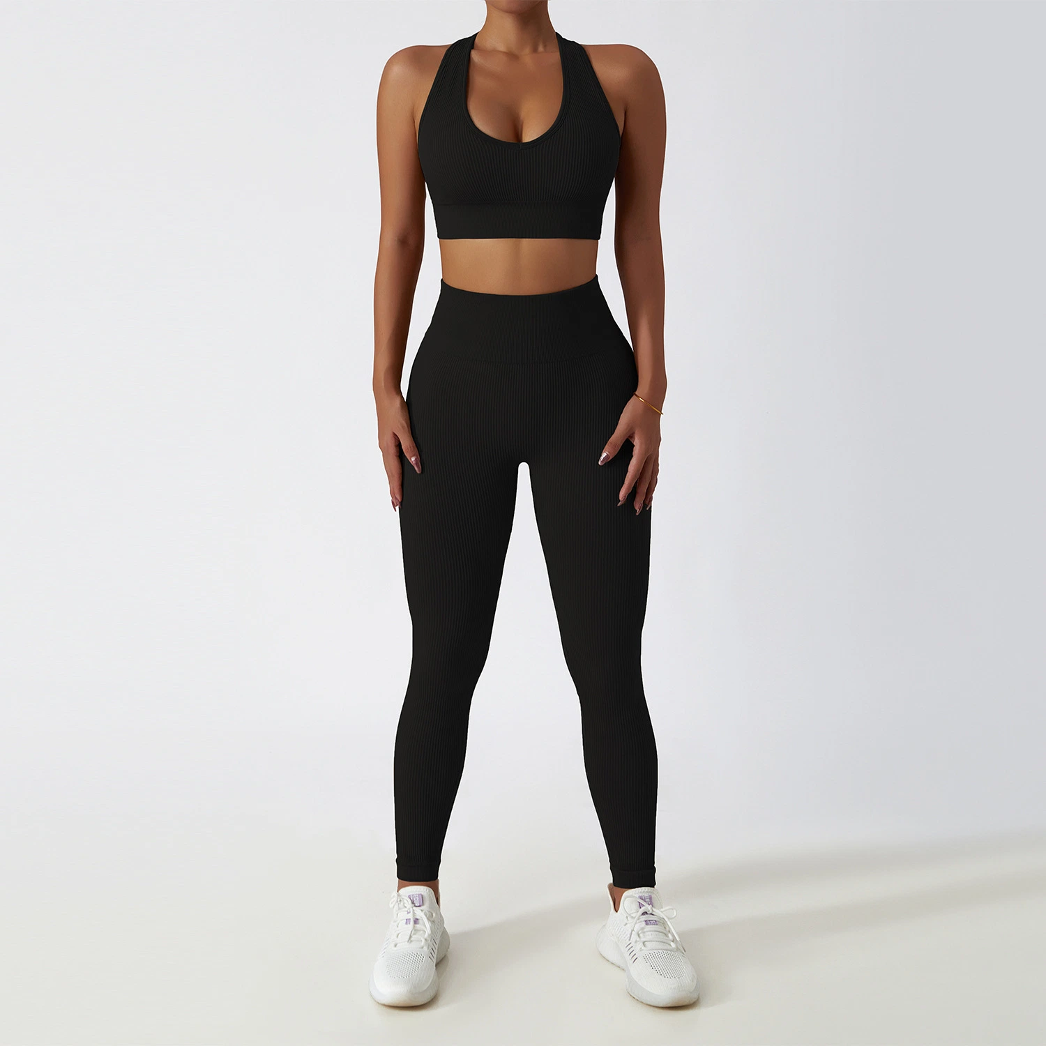 Women Sportswear 3PC Set Loose Crop T-Shirt Yoga Bra and Bike Short Legging Eco Friendly Fabric Breathable Workout Apparel