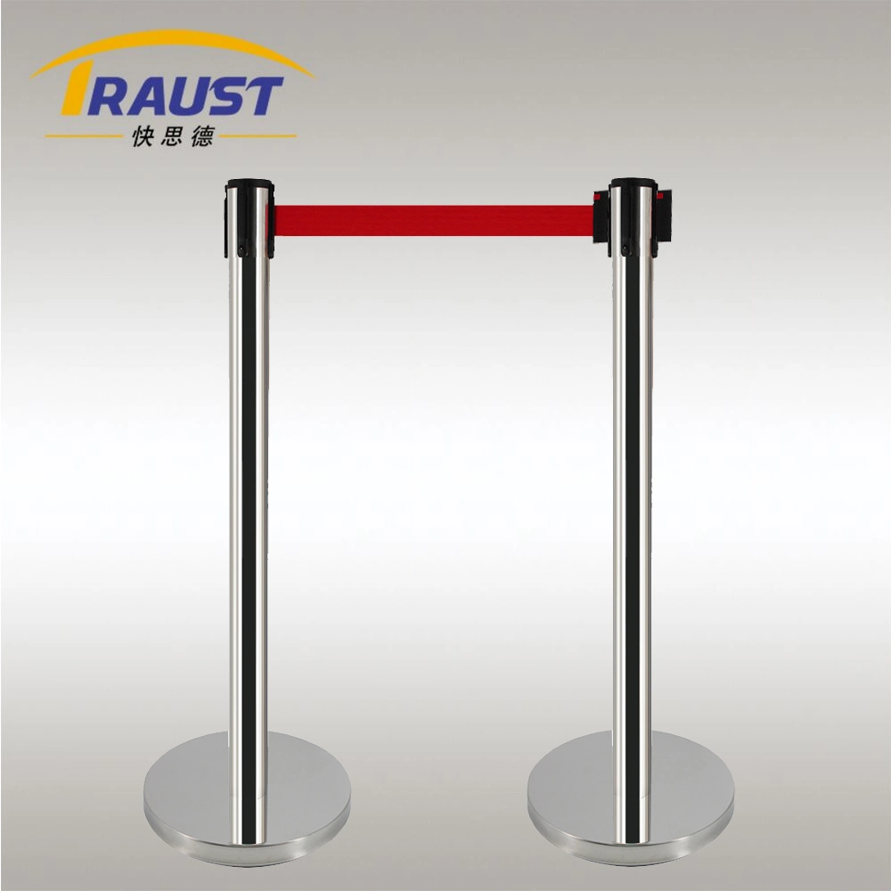 Traust Supplier Airport Crowd Controller Queue Line Tape Retractable Belt Barricade Stand Pole Post Concrete Barrier Stanchion