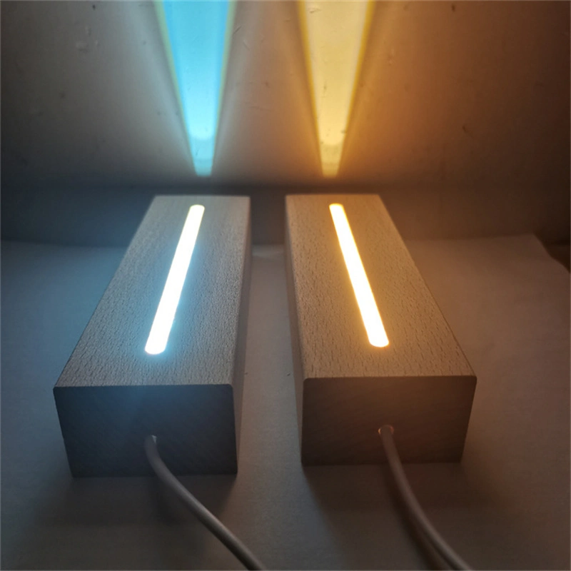 Creative Solid Luminous USB Switch Night Light Base 3D Acrylic Lamp LED Wooden Base Wood LED Light Bases for Decoration