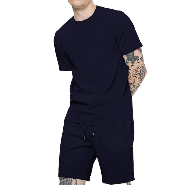 Customized Men's Oversize T-Shirt Shorts Set 100% Cotton High Quality Men's Summer Sports Tee and Shorts Suit Tracksuit