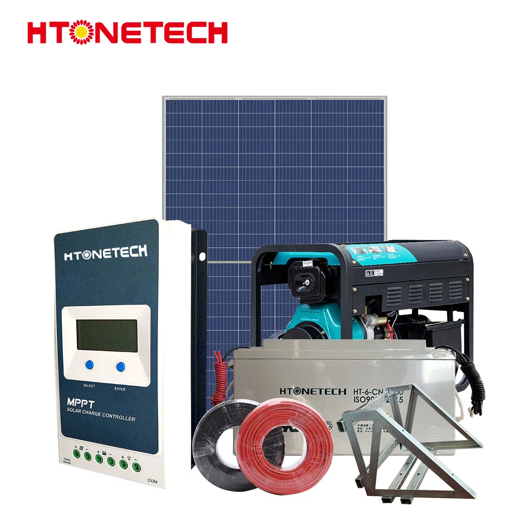 Htonetech Battery off Grid Solar Charge System A Grade Mono 200W Foldable Solar Panel 200W 35kw Diesel Generator Hybrid Solar and Piezoelectric Power Generation