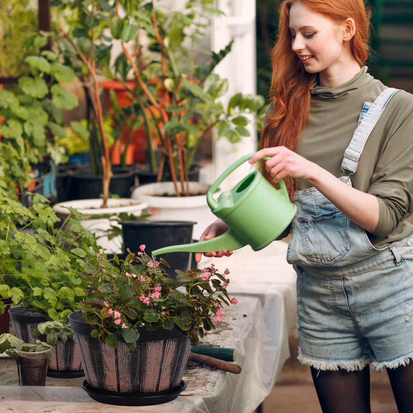 Uísque Plantadeiras Canhão de orifícios de drenagem Pires Vinho de decoração de design do Canhão Vasos