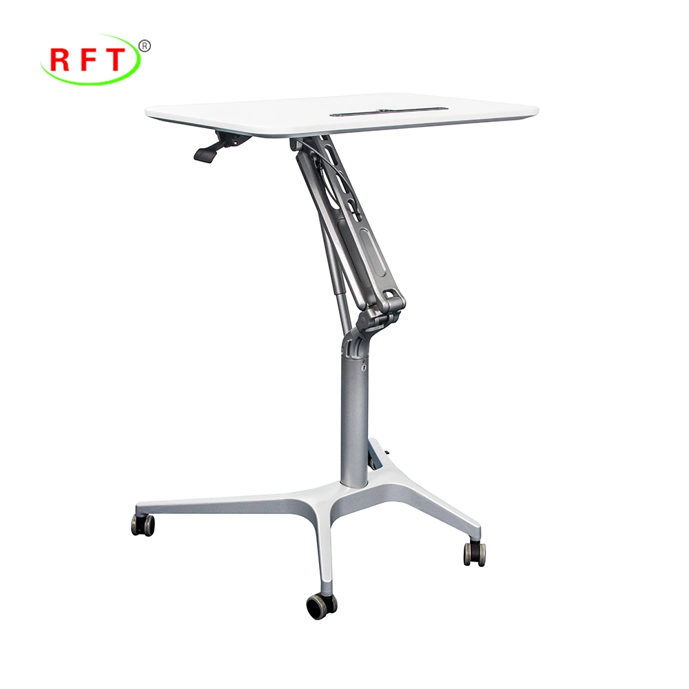 Silver Aluminium Table Base Single Post Pneumatic Lifting Desk