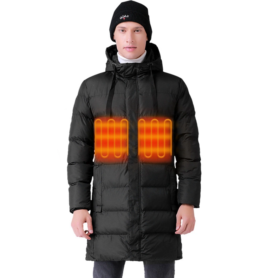 Manteau d'hiver épaissi en coton chauffant à manches longues, manteau chauffant en graphène, veste en coton chaud avec chauffage électrique USB.