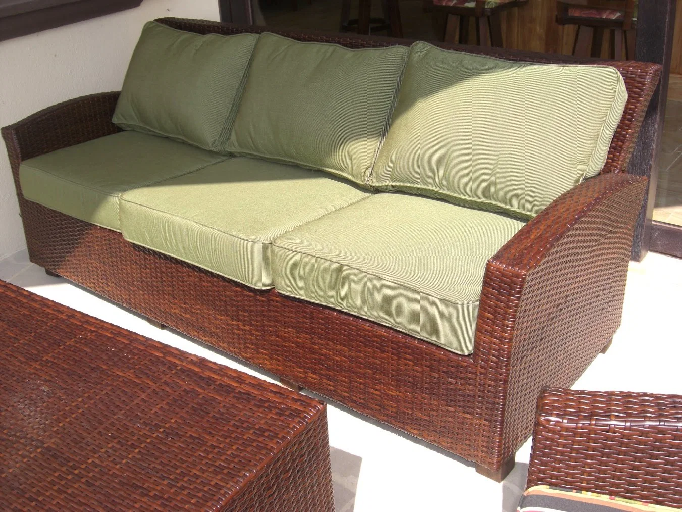 Muebles de mimbre Rattan Seccional Nuevo sofá con mesa de café jardín