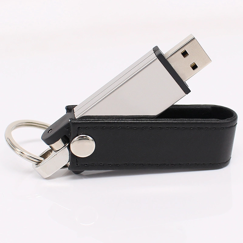 Leather USB Flash Drive 8GB 16GB 32GB Cadeaux promotionnels pour expositions Logo Custom USB Flash Drive (UL-L004)