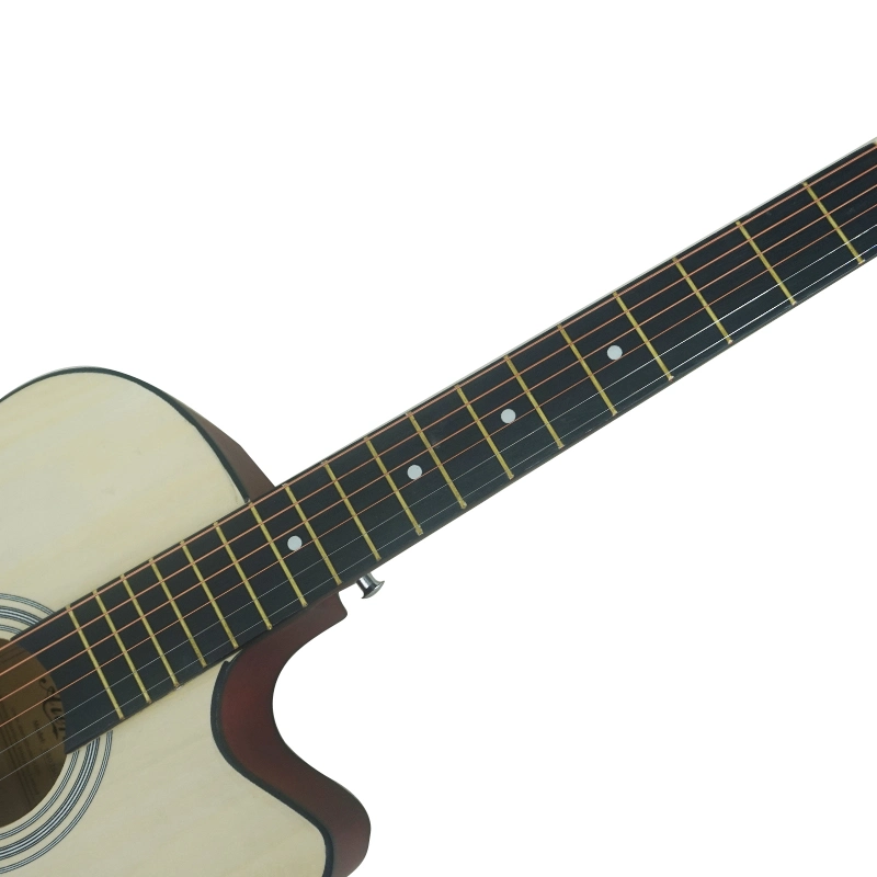 OEM personalizado ODM Aiersi Marca Lindenwood Cutway 38 pulgadas pequeño Guitarra acústica Folk Steel String