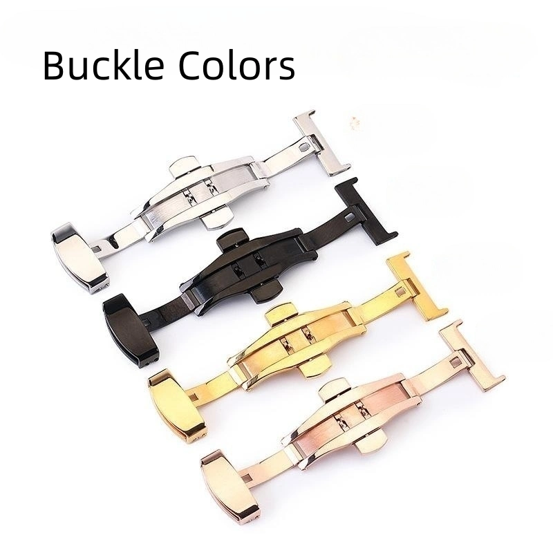 Leather Strap Double Press Automatic Bow Buckle Bamboo Cowhide Bracelet for Men and Women Watch