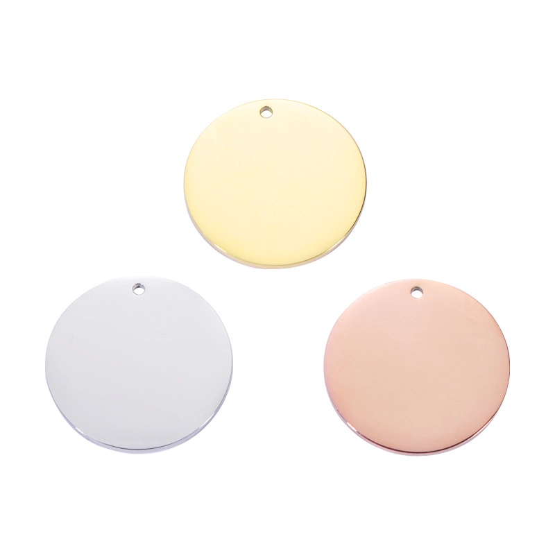 18K Mirror Round Pendant Stainless Steel Jewelry Accessories