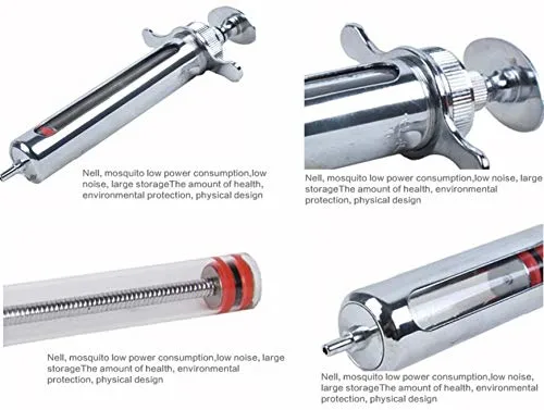 Jeringa de acero inoxidable Hipodermic Veterinaria Animal