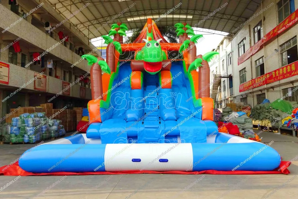 Dinosaur Bounce House Inflatable Slide Volcano Dino Inflatable Water Slide for Sale Chsl888