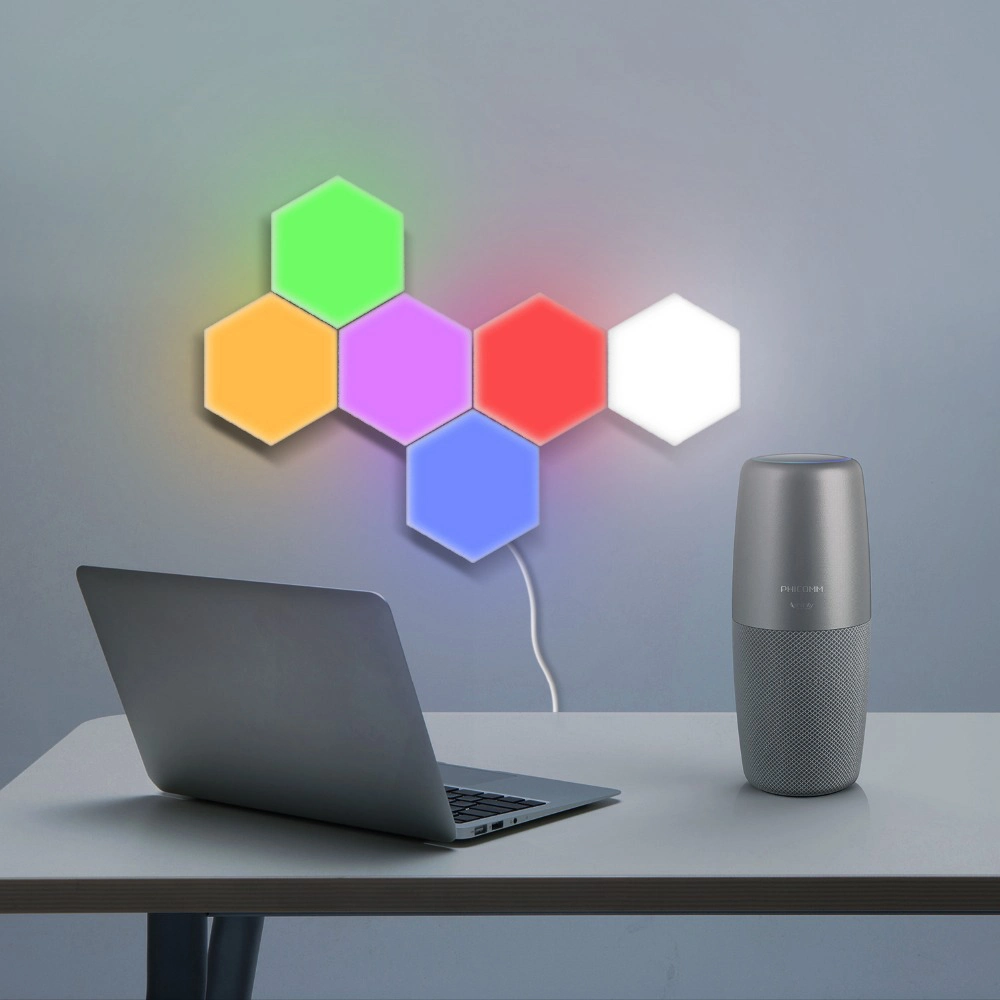 Lampe de nuit à LED Coquimbo avec interrupteur à capteur tactile Quantum Lampes hexagonales (WH-RC-25)