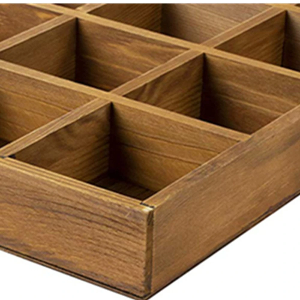 Caixa/tabuleiro de Madeira/madeira Multi-Grid com separadores para armazenamento de joias/Bolsa de chá/Loja/Cabo USB/drogas