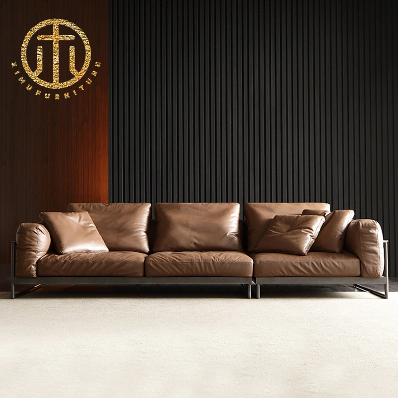 Business Office Sofa Reception Simple Modern Reception Three-Seat Ltalian Leather Office Sofa Coffee Table Combination Can Be Customized Furniture