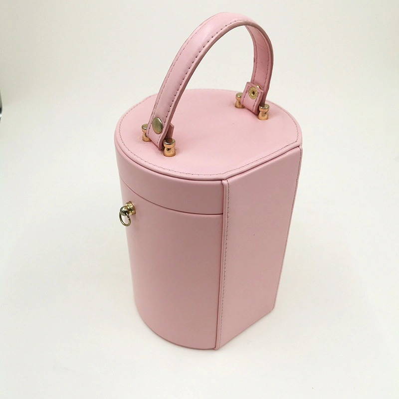 New Unique Cylinder Shape Box Bag Ladies Fashion Jewellery Box Gift Idea with Long Strap