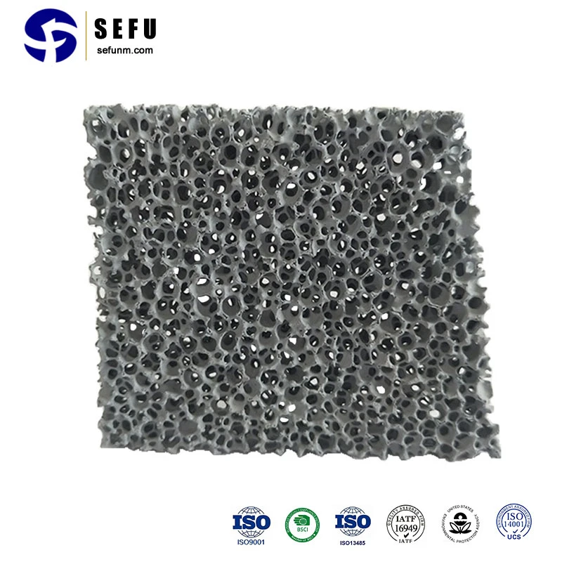 Sefu China Honeycomb Filter Factory 10-40 Ppi Silicon Carbide Sic Ceramic Foam Filter 40X40X15 Casting Cff Filter for Foundry