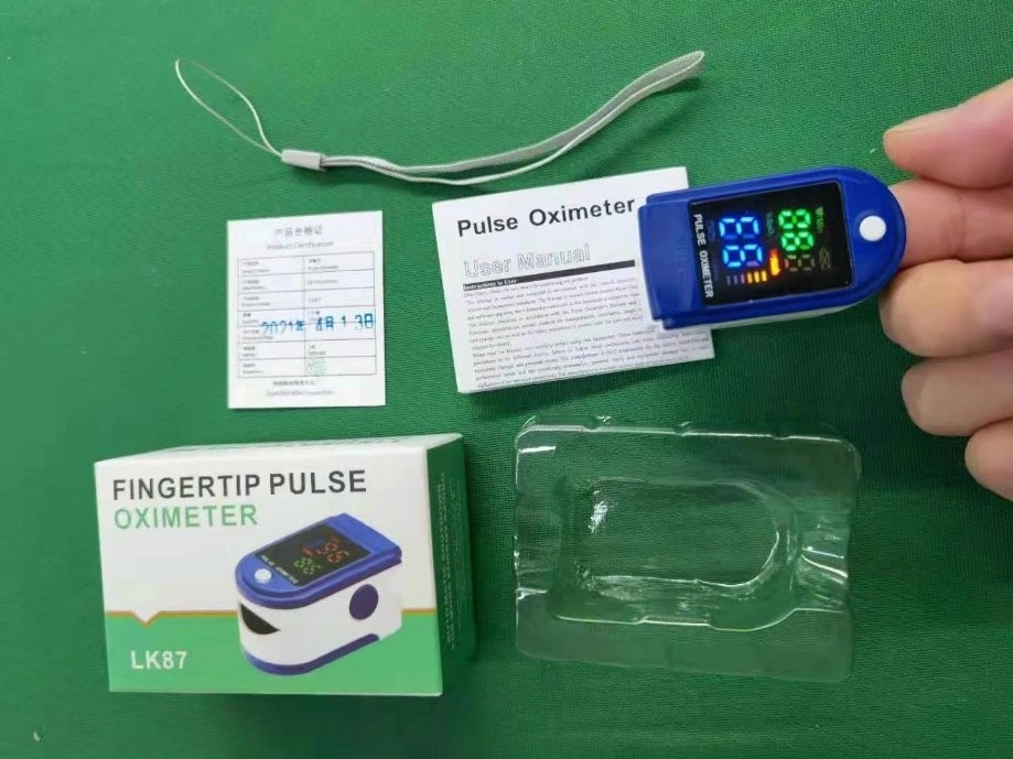 Lk87 Finger Clip Type 4-Color LED Blood Oximeter Nesting Heart Rate Pulse Detection 4-Color LED Blood Oximeter