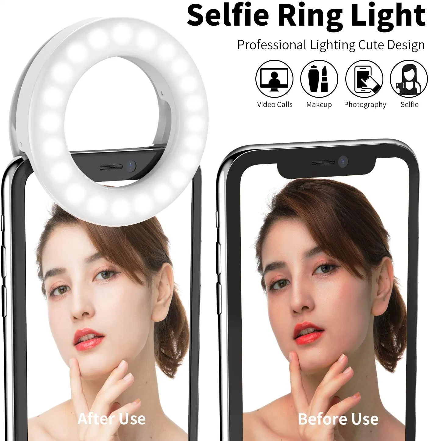 Portale Clip Selfie Light Ring Lights with LED for Smart Phone Photography and Camera Video