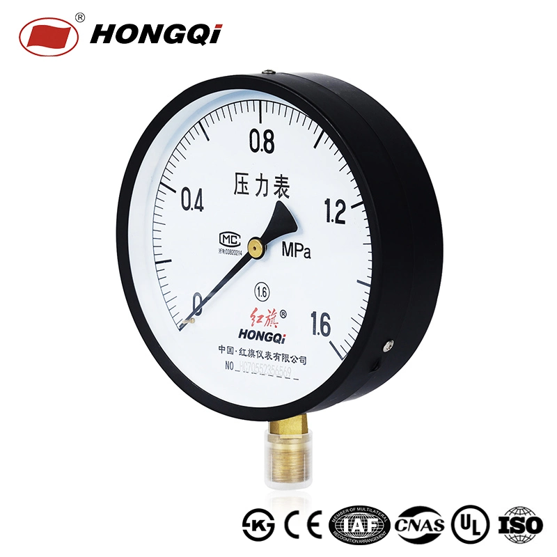 Manómetro mecánico de aire/gas/aceite/agua Hongqi ® 0-1,6MPa