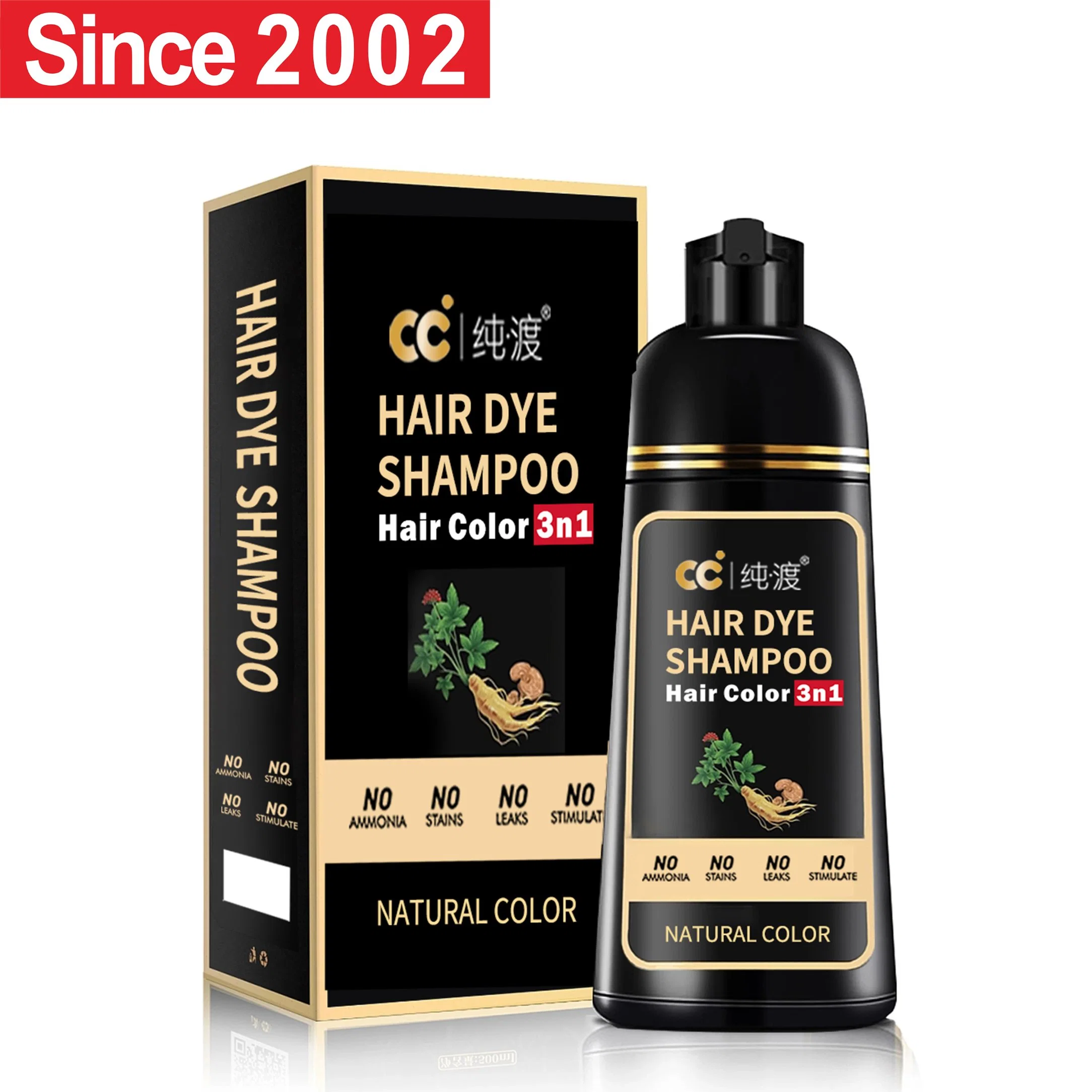 Private Label Völlig Natürliche Look Black Hair Dye Shampoo Permanent Haarfarbe