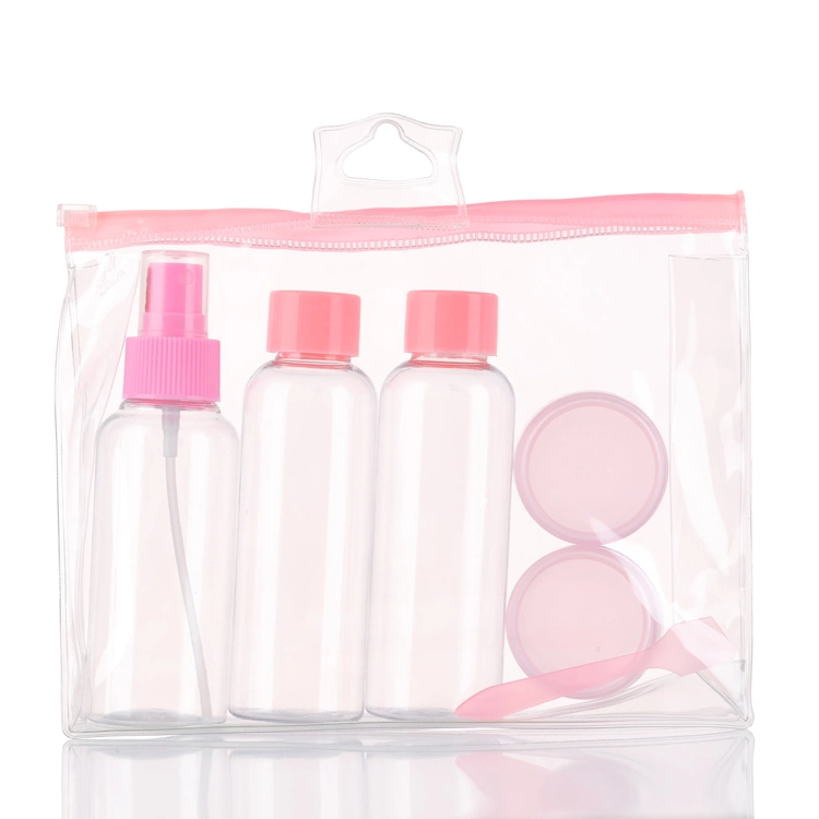 Pet Bottle and Jar Cosmetic Bottle Travel Set Kit with Zipper Bag