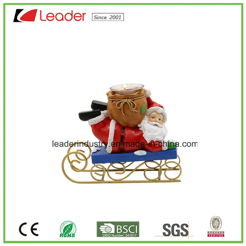 Polyresin Weihnachten dekorative Santa Figurine Kerzenhalter für Home Dekoration