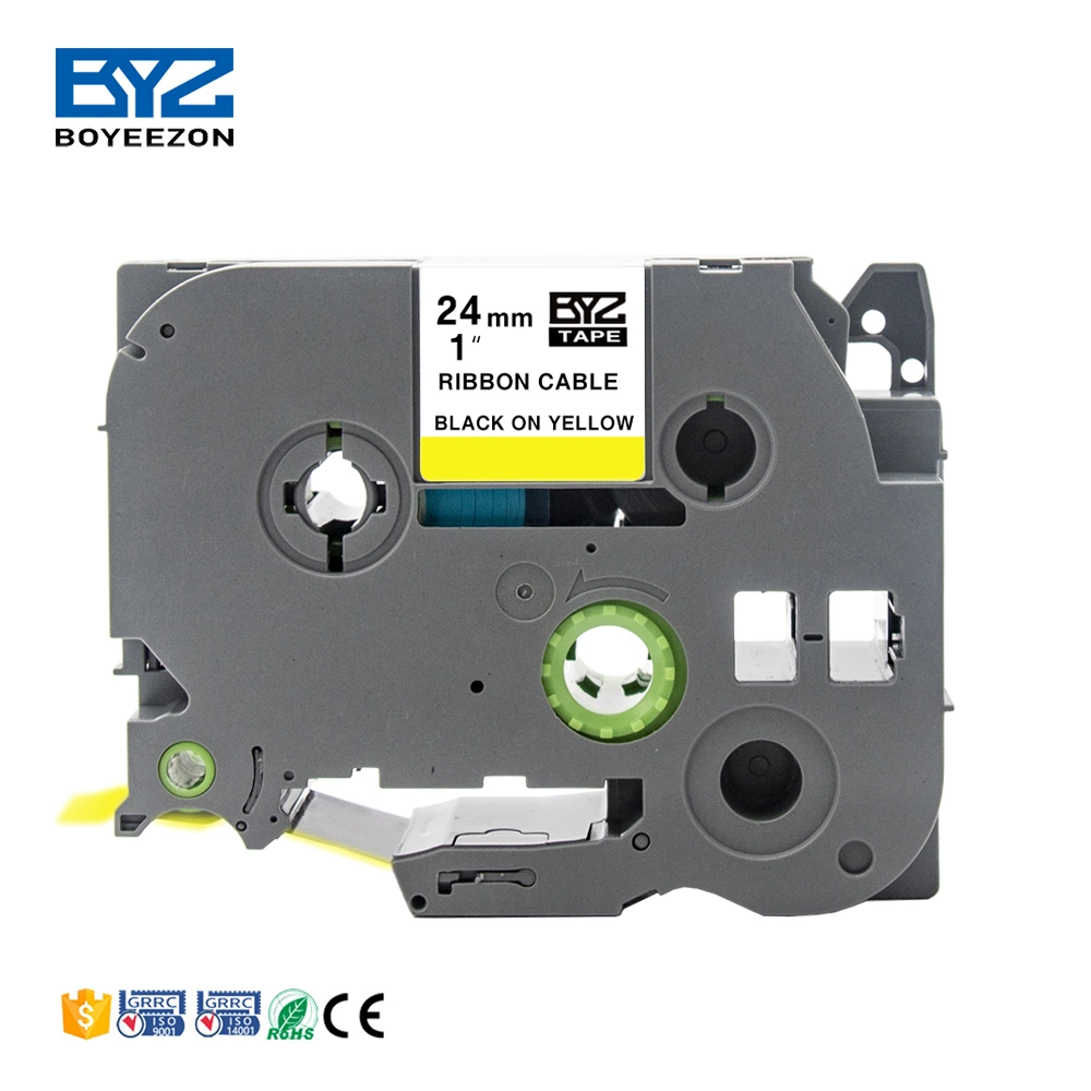 Étiquette flexible de câble Brother compatible noir sur jaune, Tze-Fx651 24 mm Bande