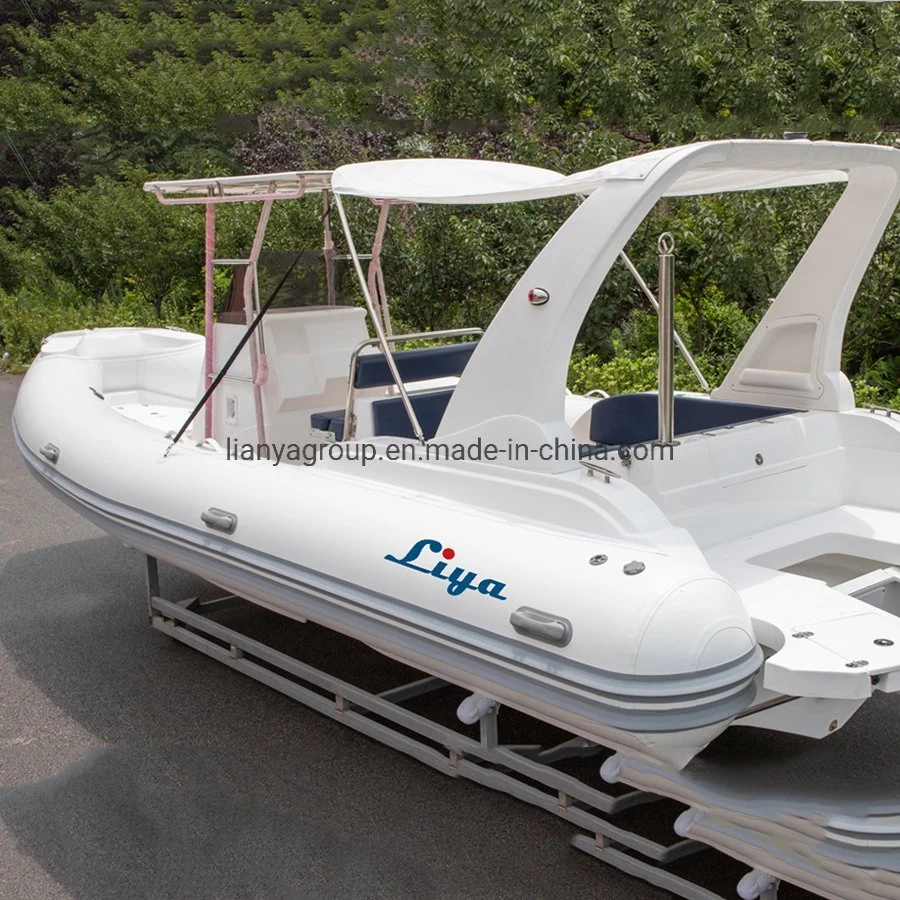 Liya 7.5m Barco de Borracha de Hypalon Luxuoso Iate Rígido com Motor de Popa