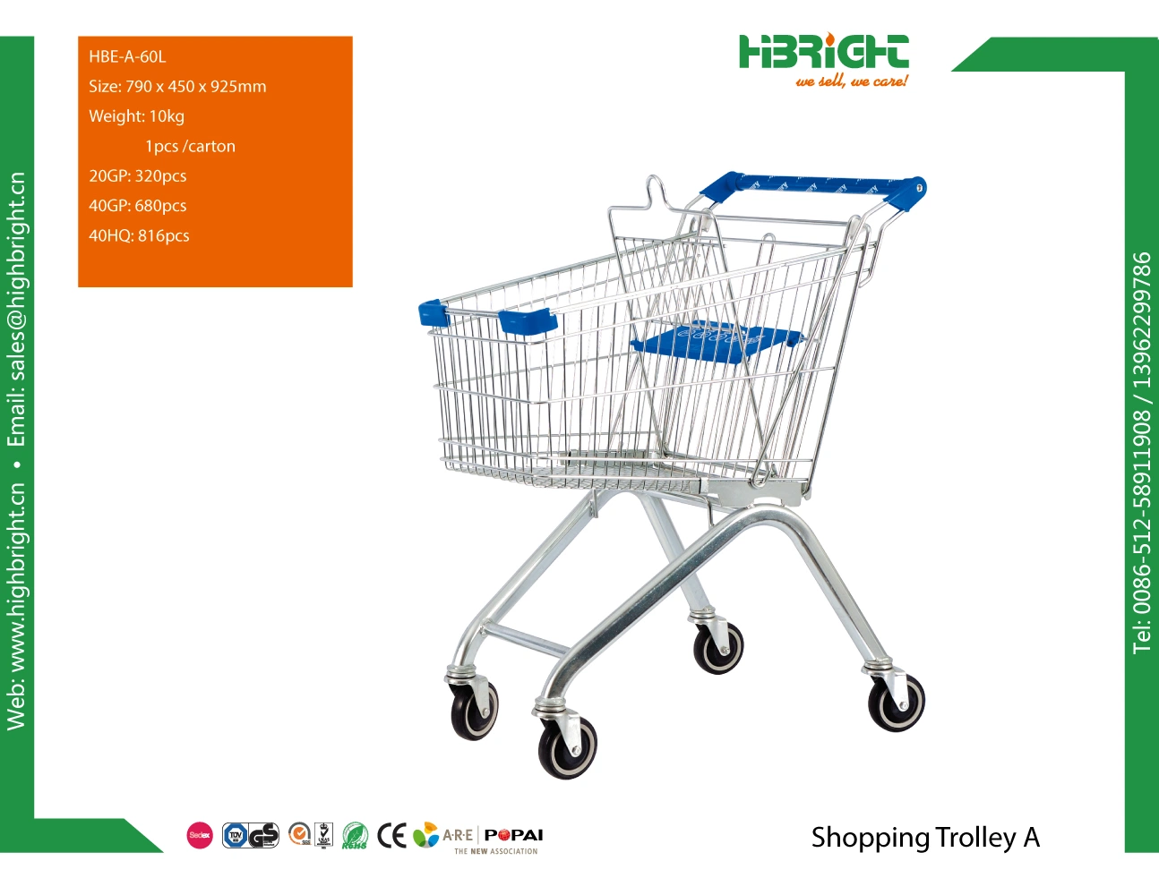 Small Volum Supermarket Shopping Cart