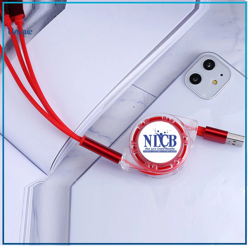 Custom Logo 3 in 1 USB Multi Charger Data Cable with 8 Pin/Android/Type-C Connector for Corporate Promotion Gifts