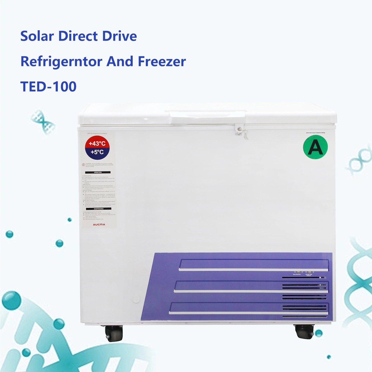 Used for Vaccine Storage 2-8 Degree Solar Vaccine Refrigerator Tcd-100