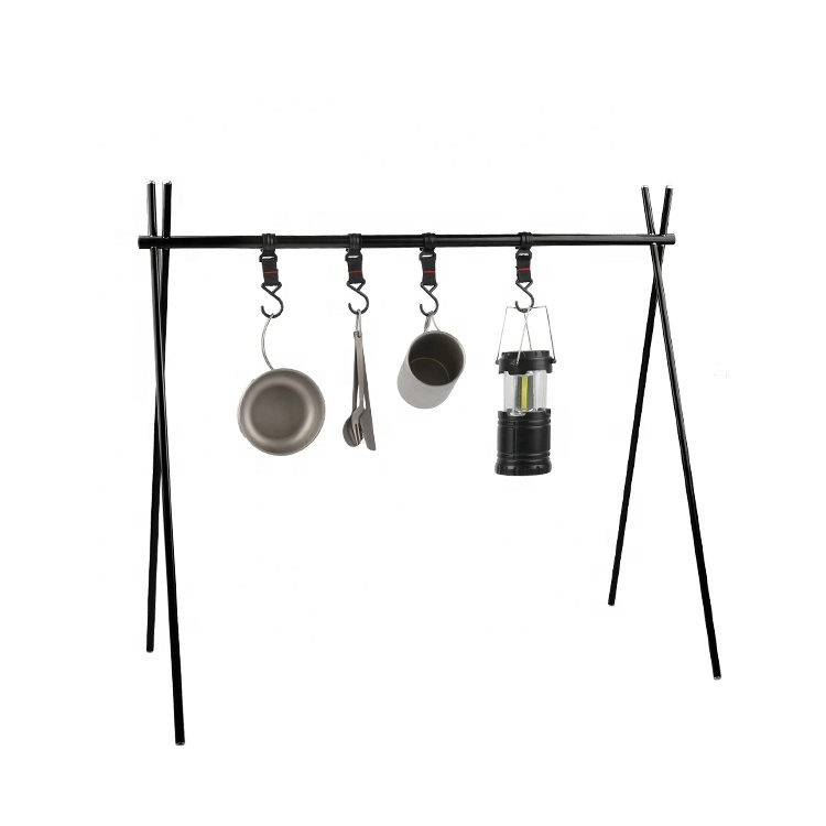 Outdoor Camping Portable Folding Hanger Aluminum Alloy Hanging Rack with Hook