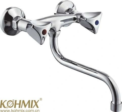 China Factory Hot Selling Double Handle Wall Sink Mixer