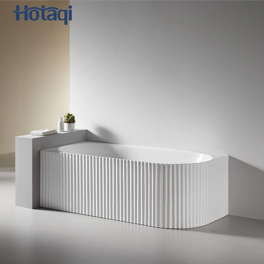 Hotaqi Bathroom Australia Acrylic Hot Sell Freestanding Stripes Fluted Bathtub