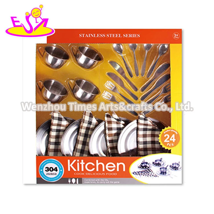 Wholesale 24 PCS Stainless Steel Toy Pots and Pans Set for Children M03A004