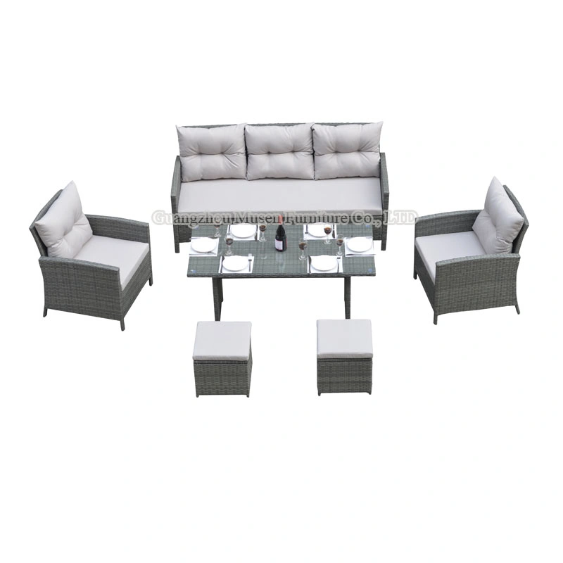 OEM&ODM Space Saving Dining Rectangular Table and Stackable Chair Seater Patio Outdoor Furniture Garden Kd Sofa Set