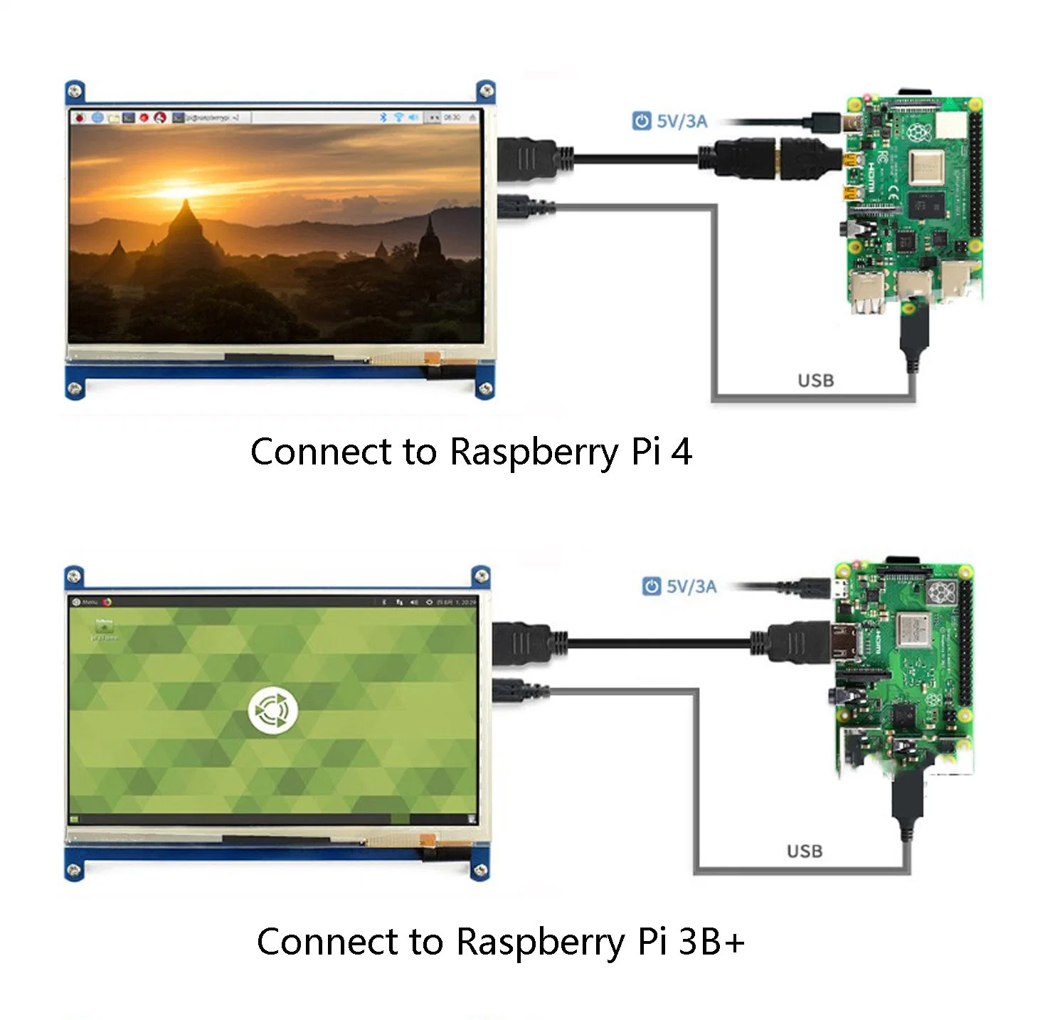 Малина Pi 4 Сенсорный экран с диагональю 7,0 дюйма и разрешением 1024x600 Емкостный сенсорный экран ЖК-дисплеем