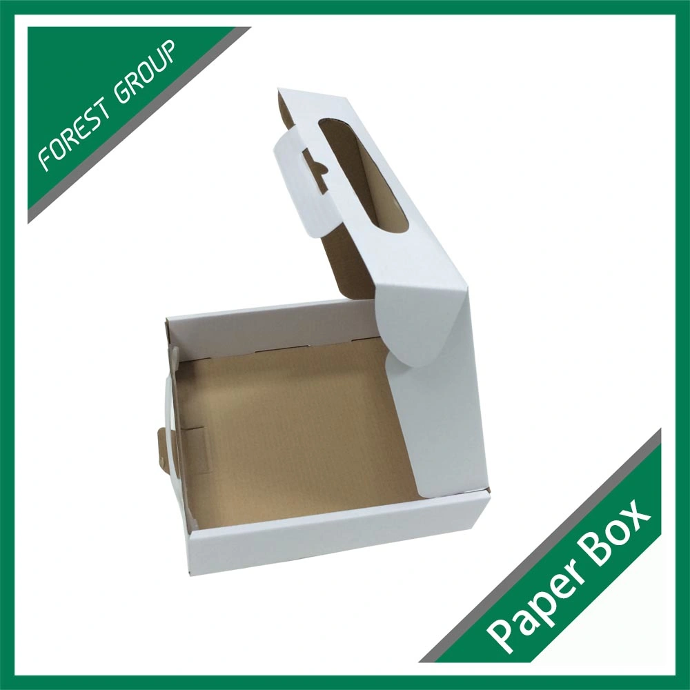 Handle White Corrugated Packaging Box OEM