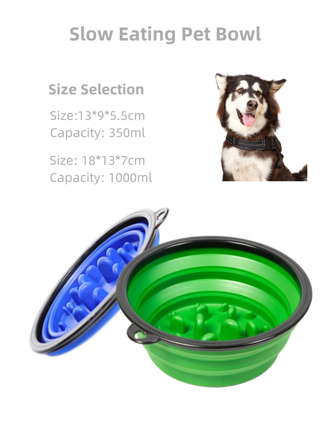 Wholesale/Supplier Collapsible Slow Feeder Pet Bowl Outdoor Travel Water Drinking