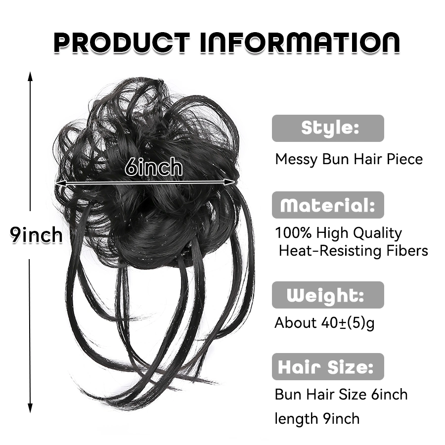 Wholesale Heat Resistant Hairpieces Rubber Band Curly Hair Donuts Extensions Chignon Hair Bun for Women