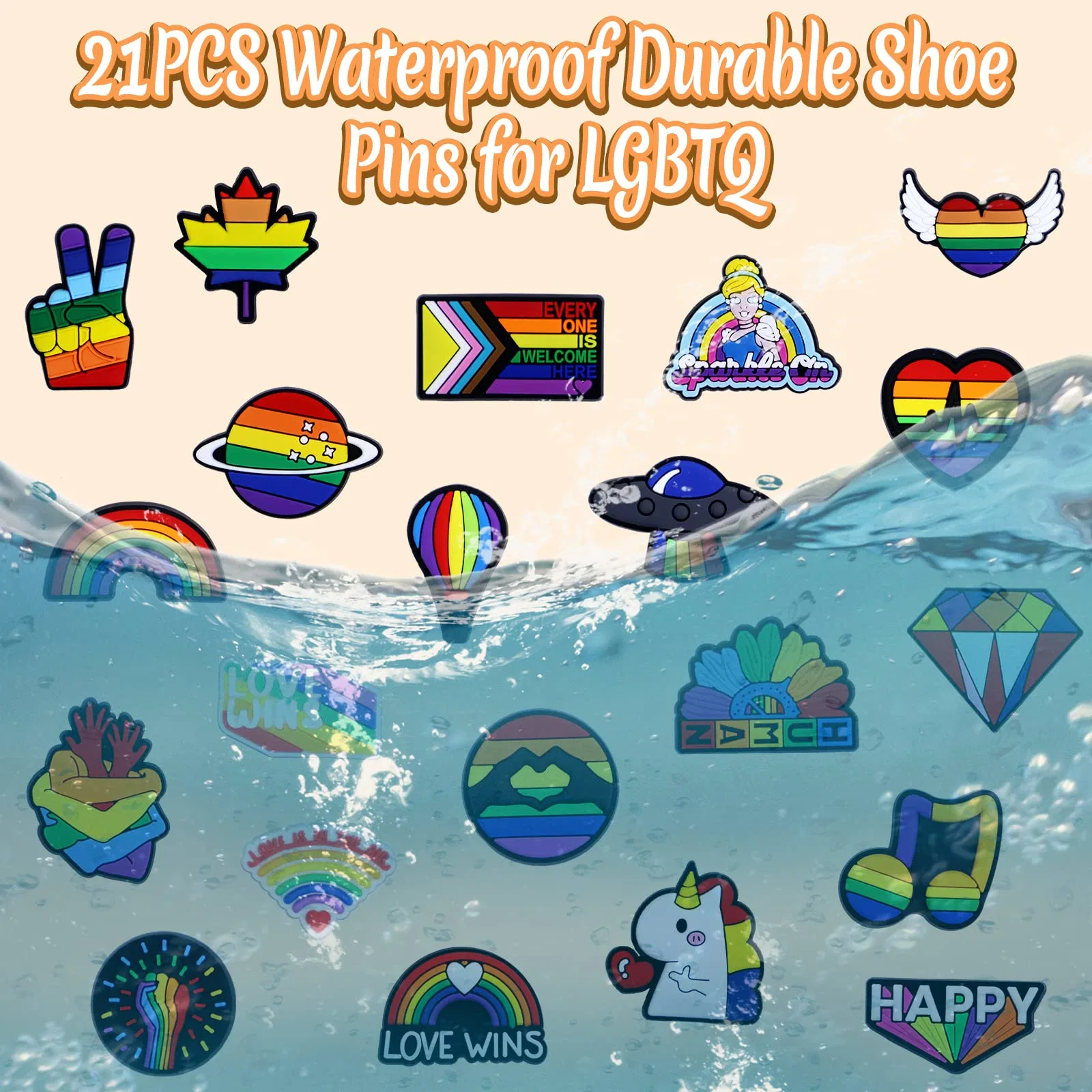 Different Shoe Charms for Croc, Shoe Decorations Pins Accessories Lgbt Rainbow Pride