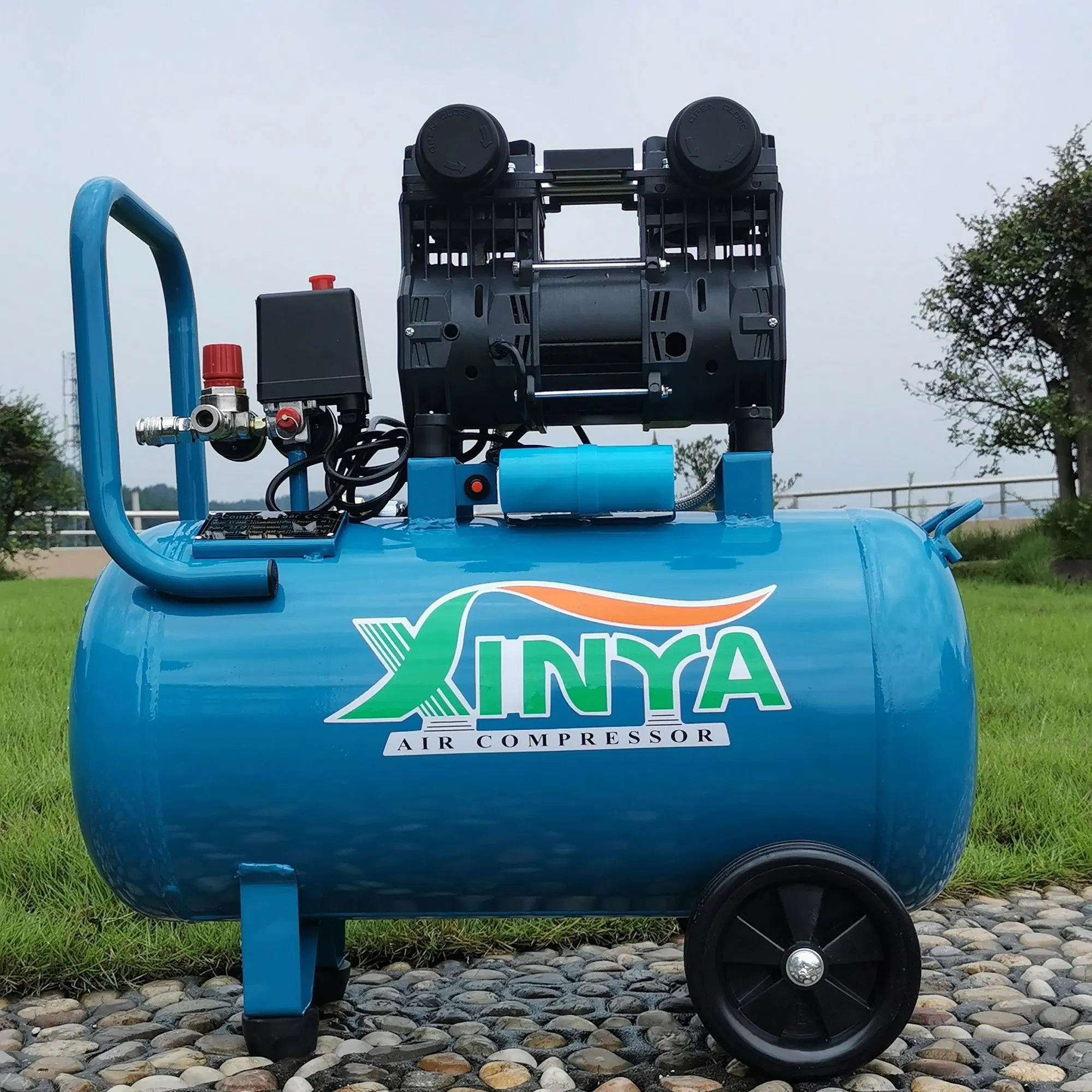 Xinya CE 900W 1350W 1600W Movable Portable Silent Oilless Oil Free Air Compressor 24L 30L 40L 50L 80L 100L 120L