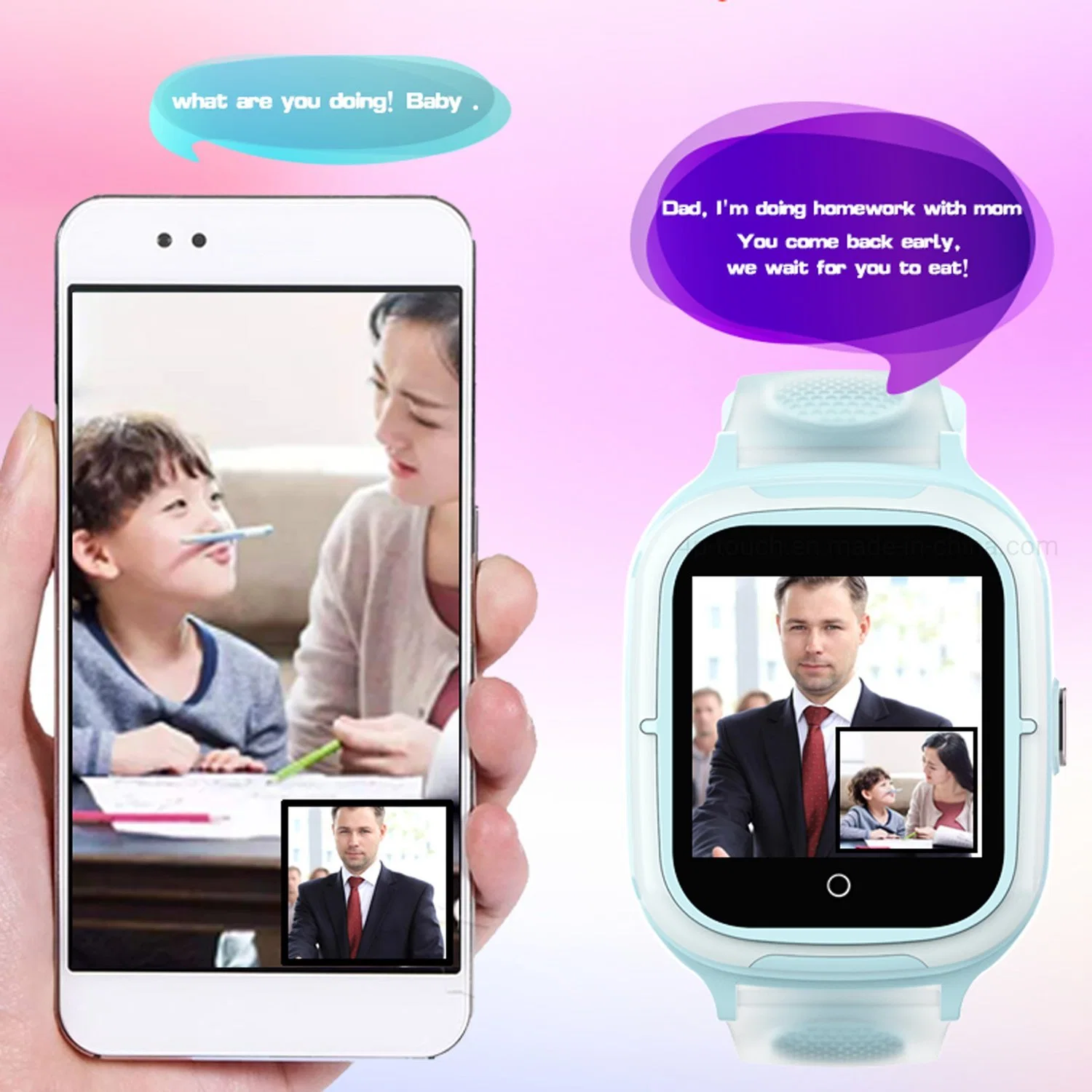 2023 4G IP67 Waterproof Teenagers Video Call Kids GPS Watch with Sos Call Listen-in Feature for Fitness Tracking D55