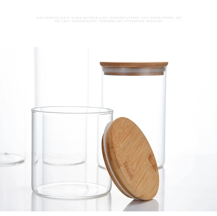Comida do recipiente de vidro borossilicato de alta material de vidro com tampas de bambu