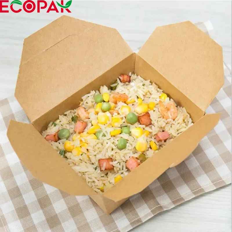 Piel de Vaca desechables de Fast Food Takeout Caja Snack Lunch Contenedor de papel