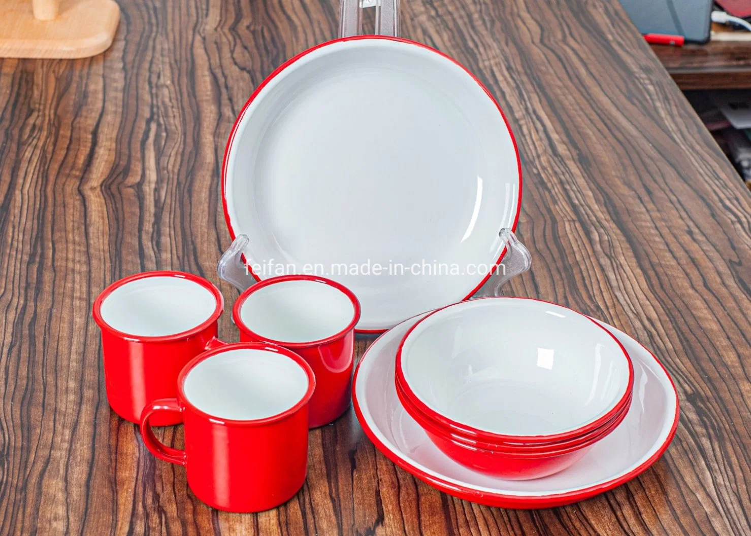 Thickened Enamel Tableware/Dinner Set with Rolled Rim