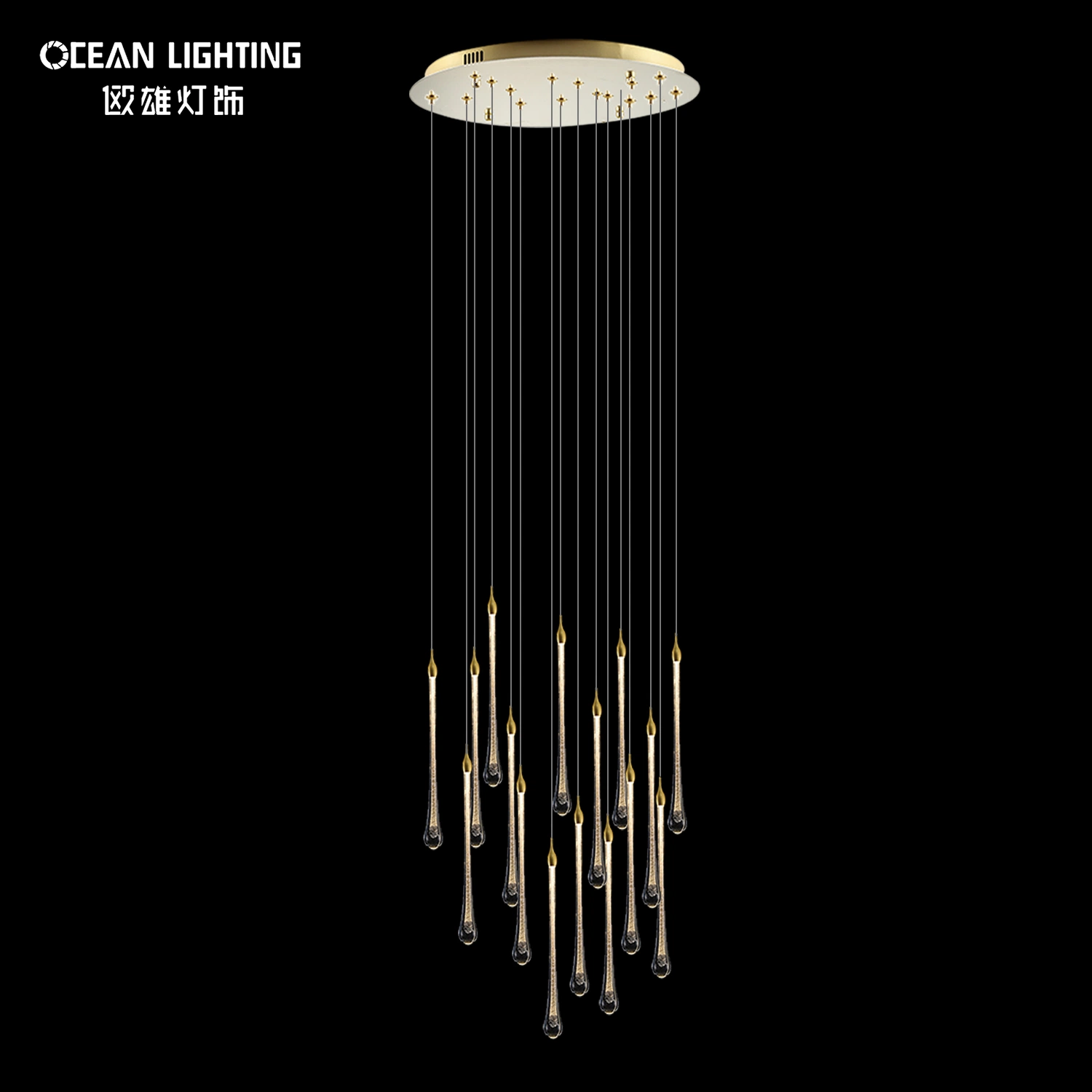 Luxury Long Water Drop Interior Crystal Lighting Chandelier Pendant Lamp