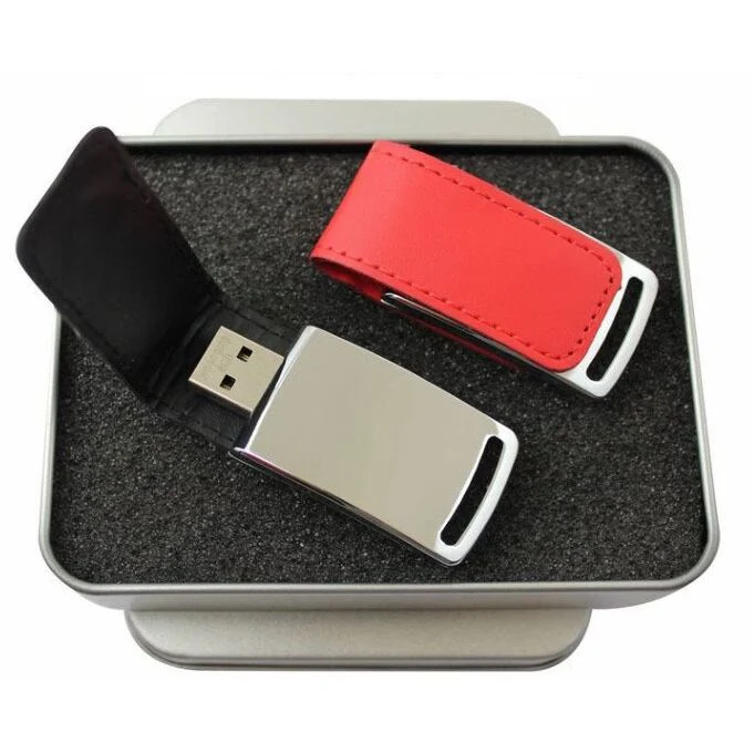 Creative Flipped Leather USB Flash Drive Customized Logo for Business Gifts