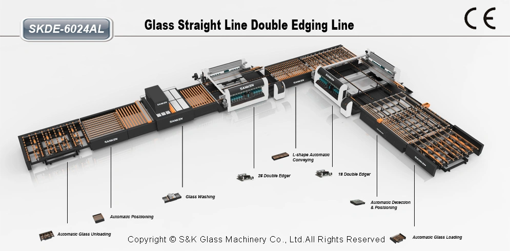 Sanken Construction Glass Grinding Poliermaschine Gehärtetes Glas Doppelkante Linie